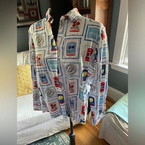 Loft Mediterranean Summer linen/viscose l/s shirt-size medium